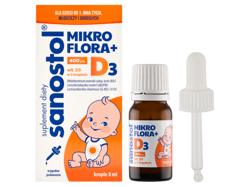 Sanostol Mikroflora+D3, krople, 8 ml