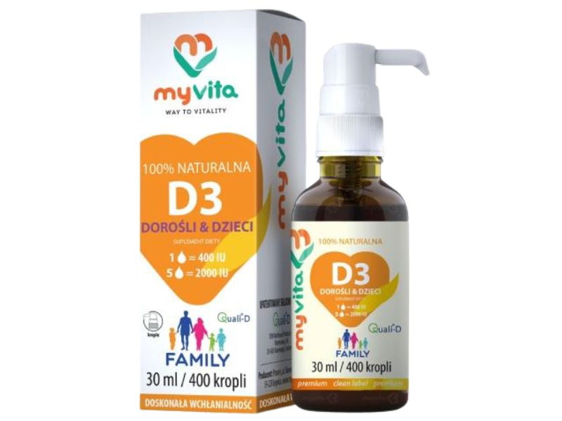 Silver MyVita Witamina D3, krople, 10 µg, 30 ml