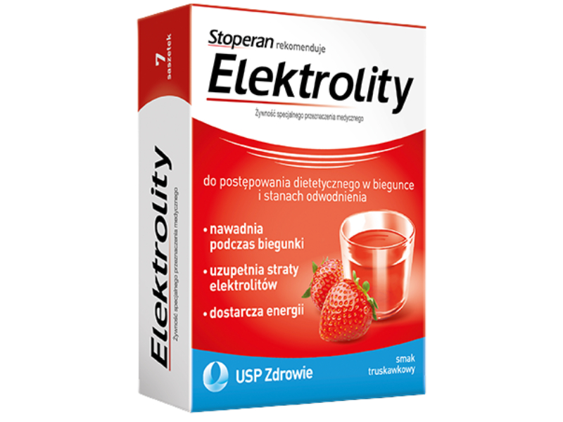 Elektrolity, smak truskawkowy, proszek, 7 sasz.