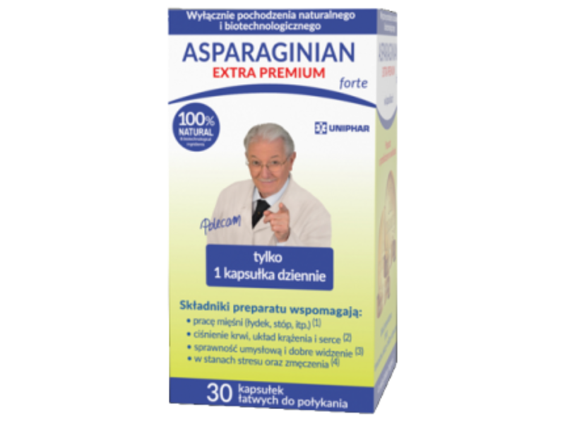 Uniphar Asparaginian Extra Premium Forte, kapsułki, 30 kaps.