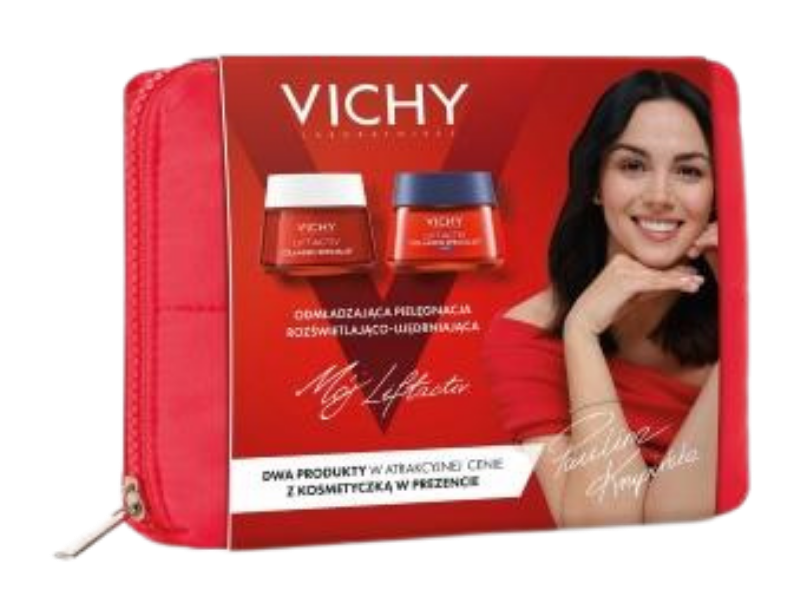 VICHY LIFTACTIV Zestaw Collagen Specialist Przeciwzmarszczkowy krem na dzień + Collagen Specialist krem na noc + Kosmetyczka, 50 + 50 ml
