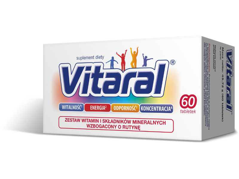 Vitaral zestaw witamin i minerałów, tabletki, 60 tabl.