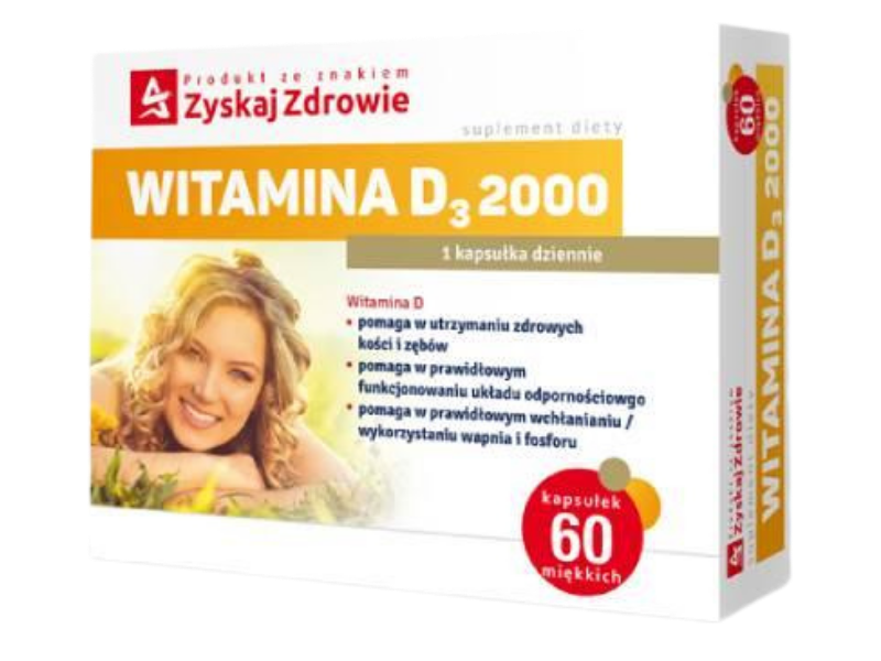 ZYSKAJ ZDROWIE Witamina D3 2000, kapsułki, 50 μg, 60 kaps.