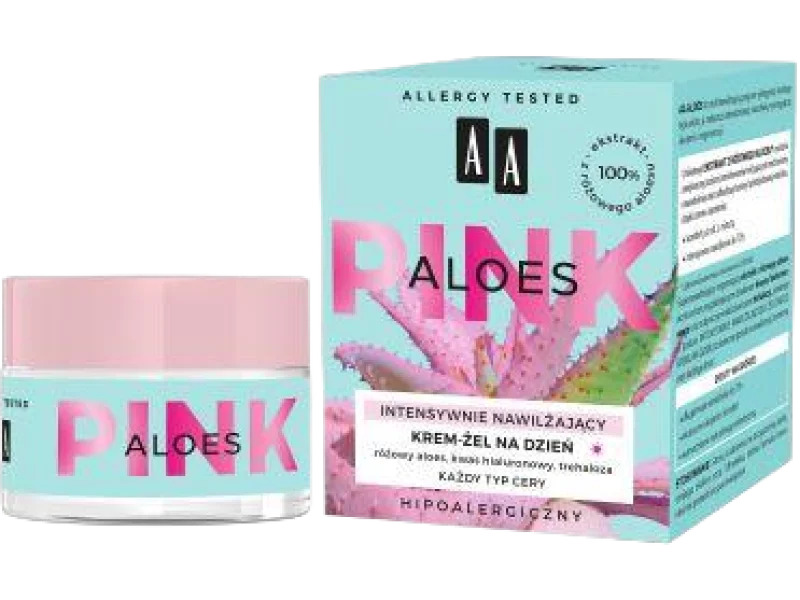 AA ALOES PINK intensywnie nawilżający żelowy krem na dzień, 50 ml
