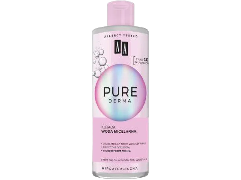 AA PURE DERMA Kojąca woda micelarna, płyn, 400 ml