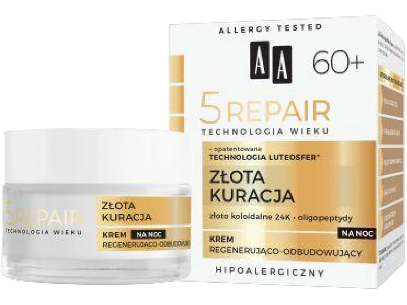 AA Technologia Wieku 5Repair 60+ na noc regenerująco-odbudowujący, krem, 50 ml