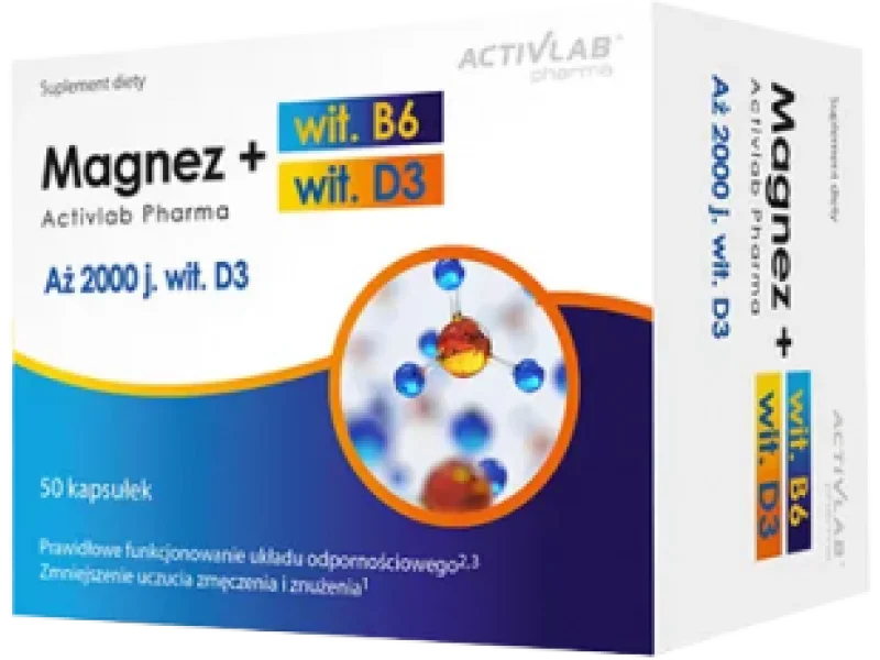 ACTIVLAB Magnez B6 + D3, kapsułki, 50 kaps.
