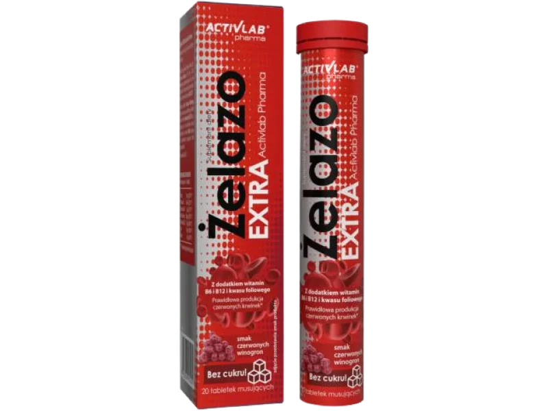 ACTIVLAB Żelazo Extra smak czerwonych winogron, tabletki musujące, 20 tabl.