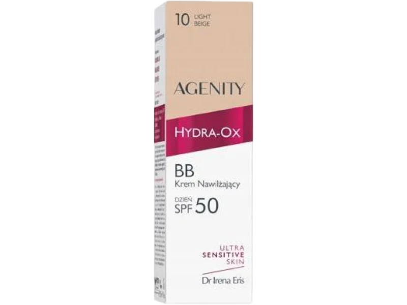 Agenity Hydra-Ox BB Krem nawilżający na dzień SPF50, 10 Light Beige, 30 ml