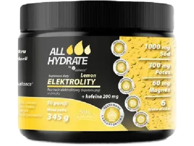 Aliness ALLHydrate, elektrolity lemon + kofeina, proszek, 345 g