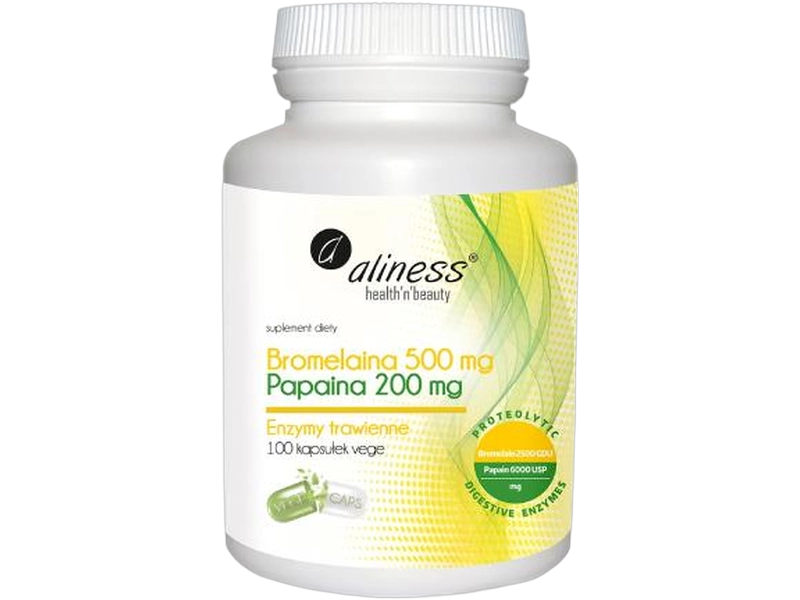 Aliness Bromelaina papaina, kapsułki, 500 mg + 200 mg, 100 kaps.