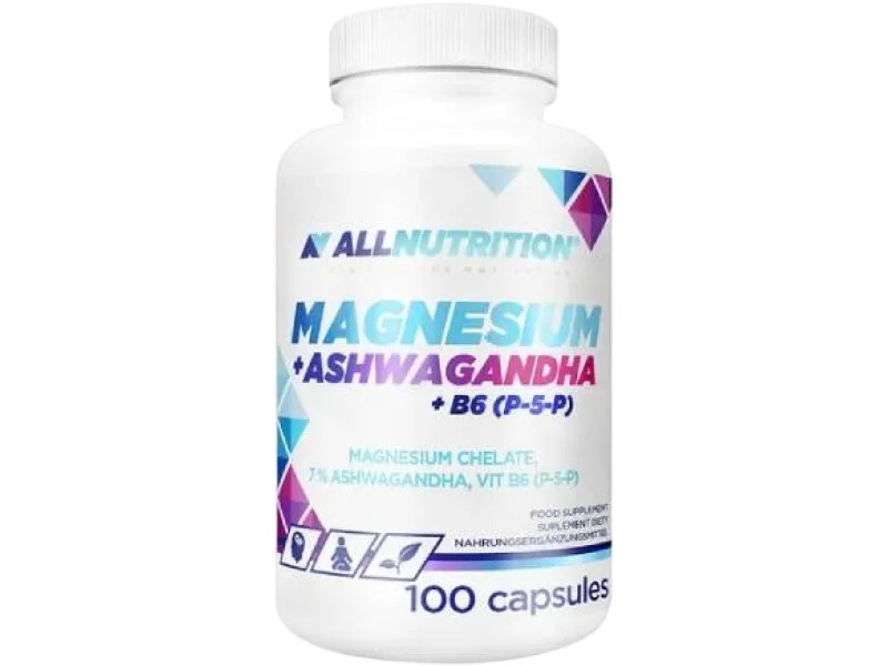 Allnutrition Magnesium + Ashwagandha + B6, kapsułki, 100 kaps.