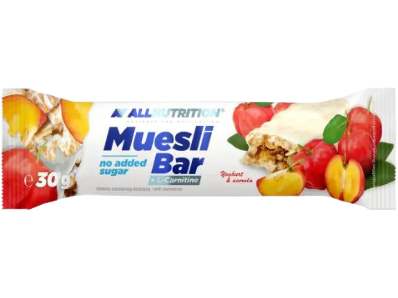 ALLNUTRITION Muesli Bar Baton energetyczny z l-karnityną Jogurt & Acerola, 99,9 mg, 30 g