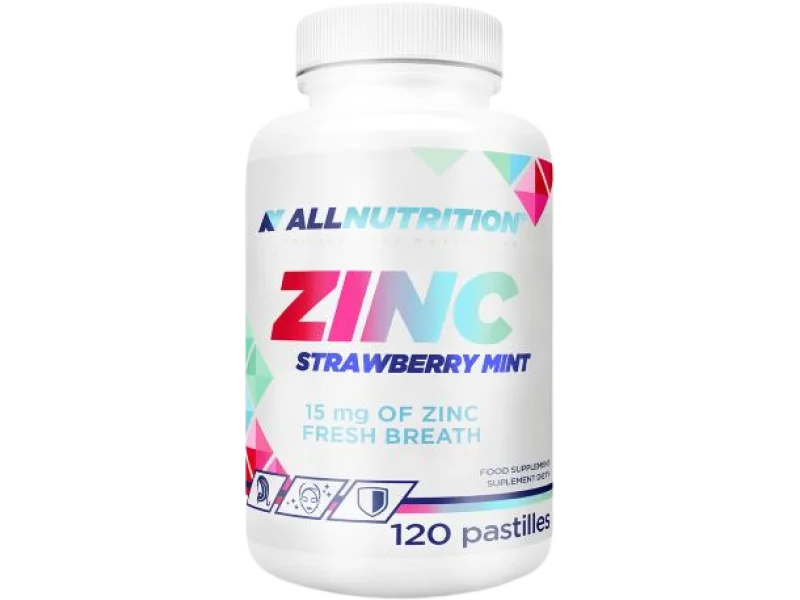 ALLNUTRITION ZINC Strawberry Mint, pastylki do ssania, 15 mg, 120 szt.