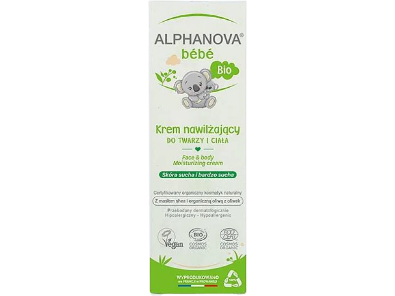 Alphanova Bebe nawilżający krem do twarzy i ciała Bio, 50 ml