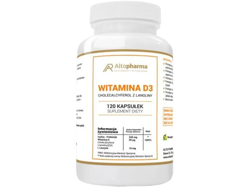 Altopharma Witamina D3 cholekalcyferol z lanoliny, kapsułki, 120 kaps.