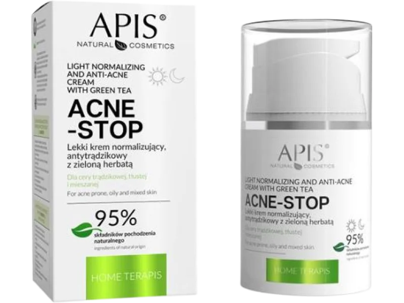 APIS Acne – Stop Lekki krem normalizujący, antytrądzikowy – zielona herbata, 50 ml