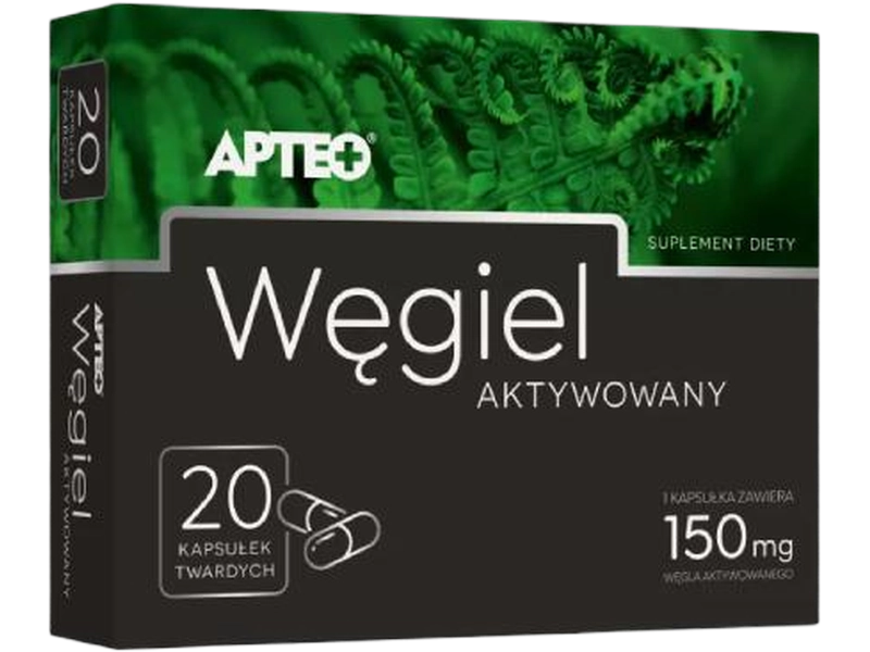 Apteo węgiel aktywowany, kapsułki, 150 mg, 20 kaps.