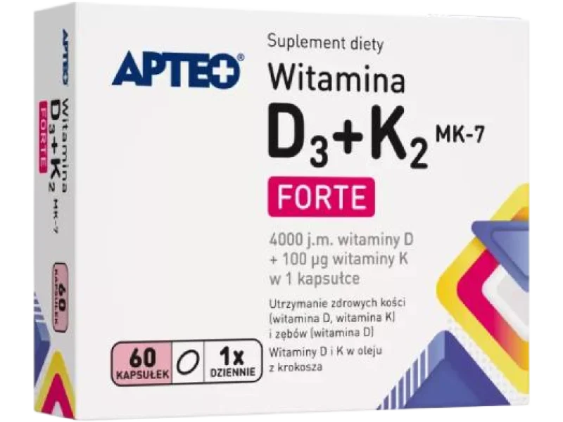 APTEO Witamina D3+K2 MK-7 Forte, kapsułki, 60 kaps.