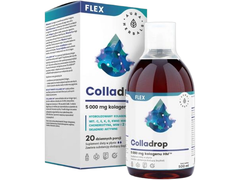 Aura Herbals Colladrop flex kolagen morski, płyn, 500 ml