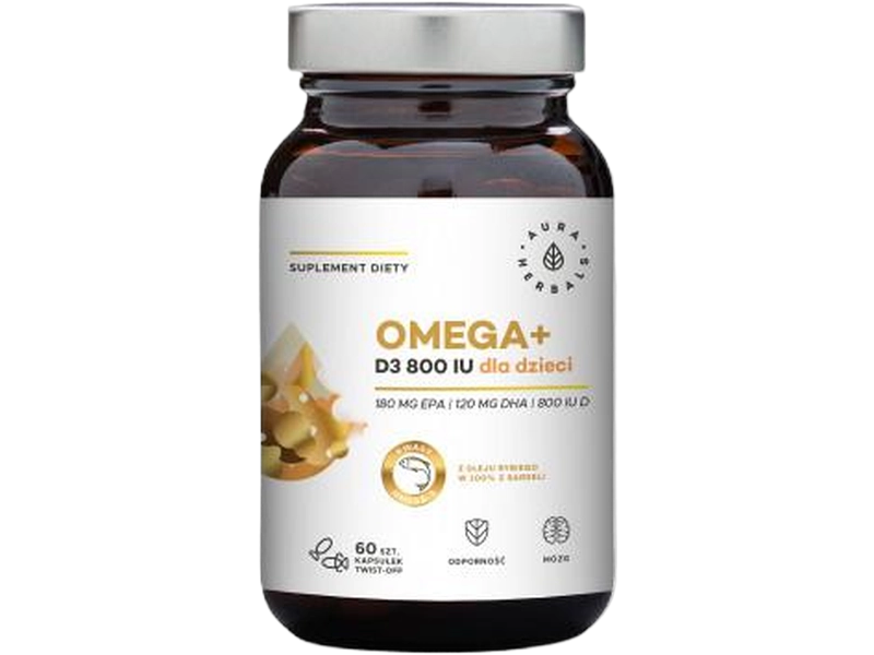 Aura Herbals Omega+ witamina D3, kapsułki twist-off, 60 kaps.