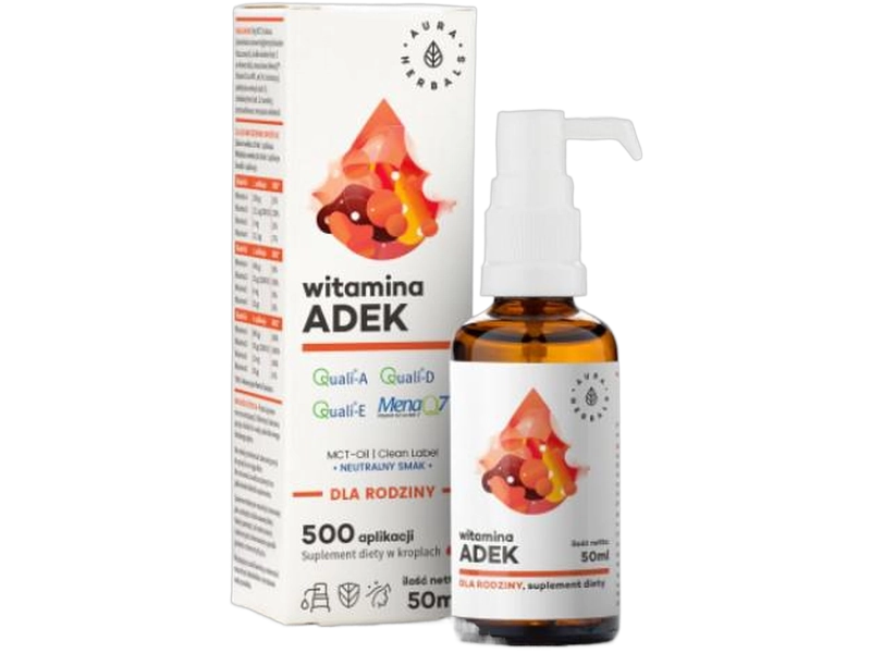 Aura Herbals Witamina ADEK dla rodziny MCT, krople, 50 ml