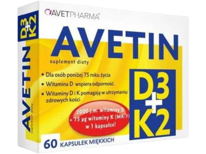 AVETIN D3 + K2, kapsułki miękkie, 60 kaps.