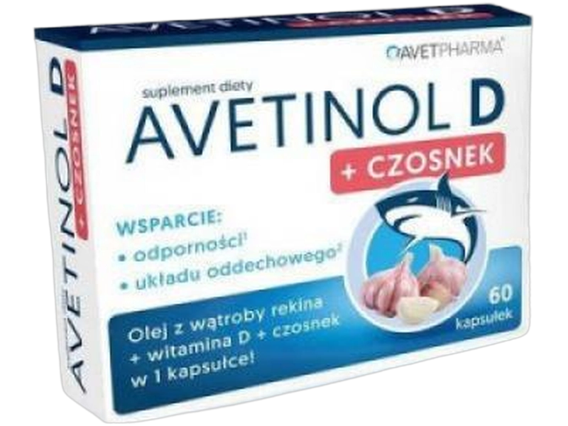Avetinol D + czosnek, kapsułki miękkie, 60 kaps.