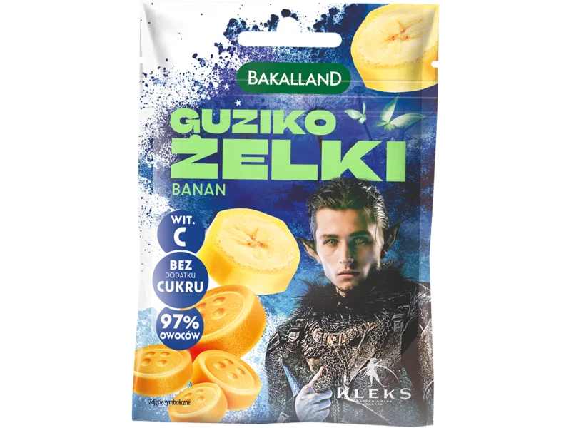Bakalland KLEKS Guziko bananowe, żelki, 34 g
