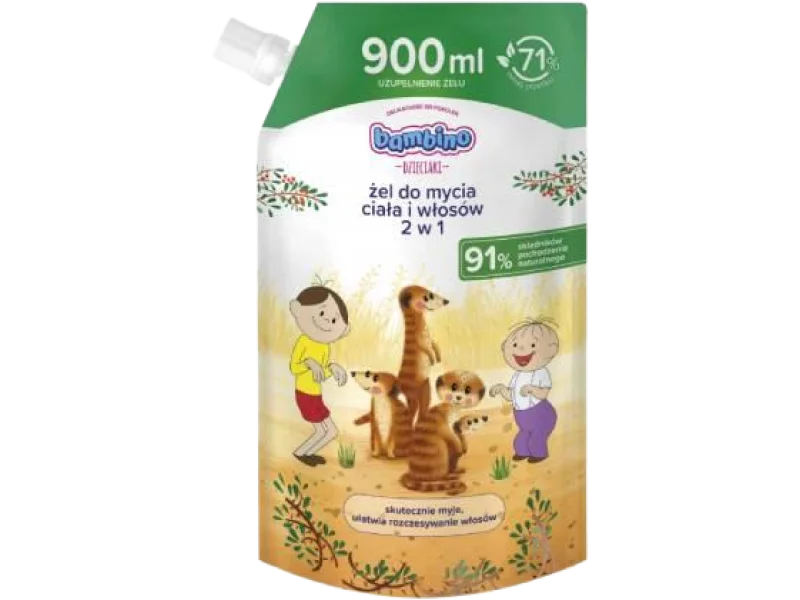 Bambino Dzieciaki Żel do mycia ciała i włosów 2w1 (Surykatki), żel, 900 ml