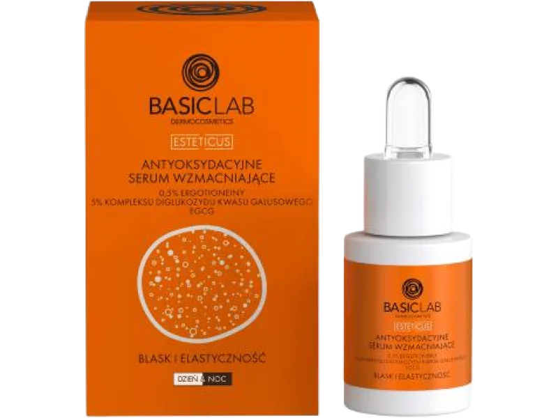 BASICLAB Esteticus Antyoksydacyjne serum wzmacniające Blask i Elastyczność, 30 ml
