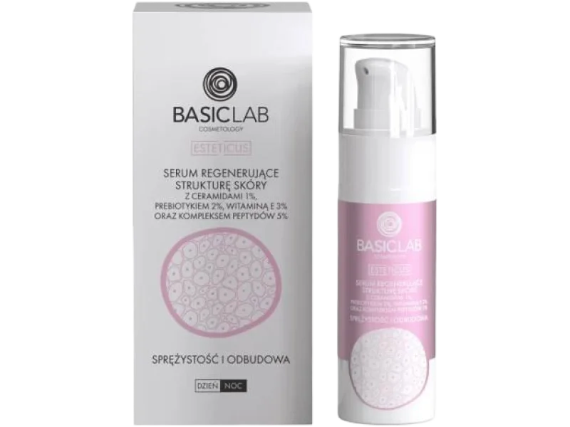 BASICLAB Esteticus Serum regenerujące strukturę skóry z ceramidami 1% i kompleksem peptydów 5%, 50 ml