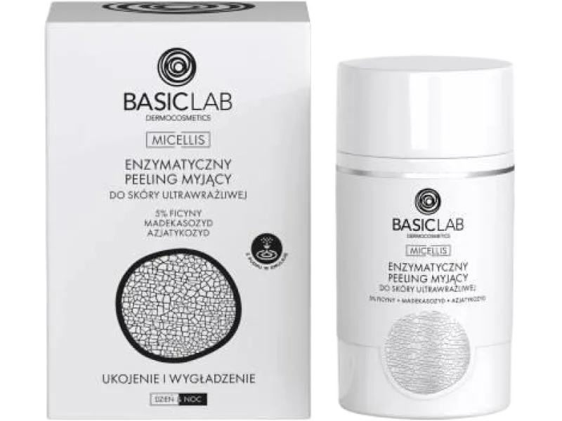 BASICLAB Micellis Enzymatyczny peeling myjący do skóry ultrawrażliwej, produkt sypki, 35 g
