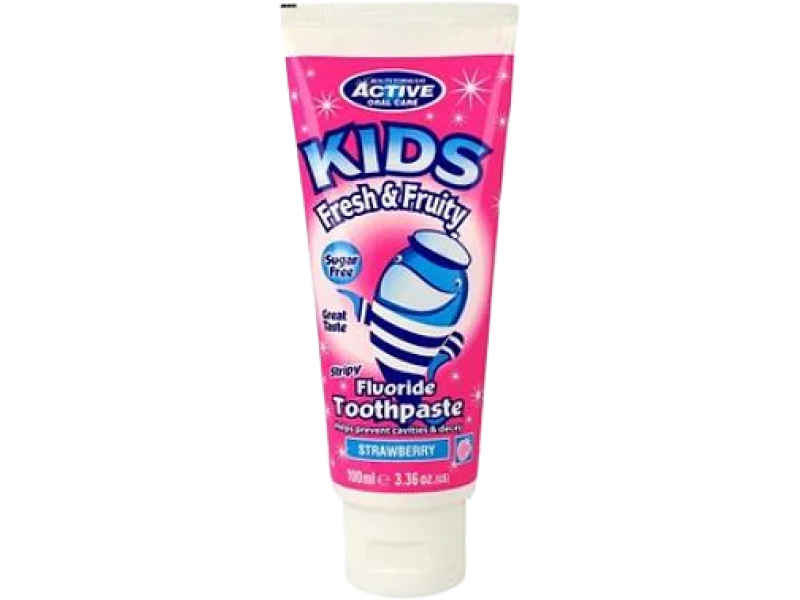 BEAUTY FORMULAS Active Oral Care Pasta do zębów dla dzieci z fluorem o smaku truskawki, 100 ml