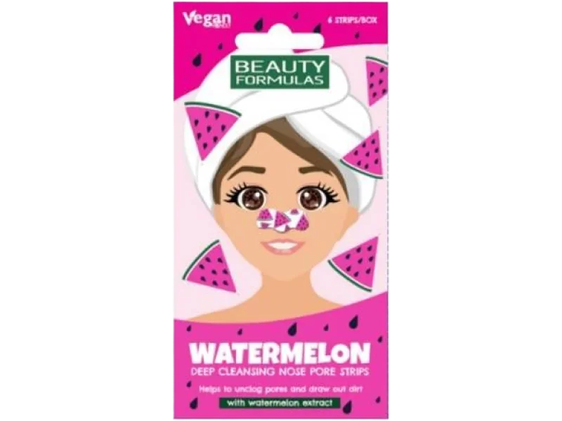 BEAUTY FORMULAS Głęboko oczyszczające paski na nos Arbuz, plaster, 6 szt.