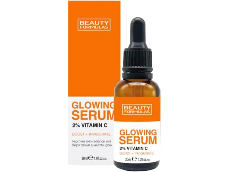 BEAUTY FORMULAS Glowing Serum rozjaśniające do twarzy 2% Vitamin C, 30 ml