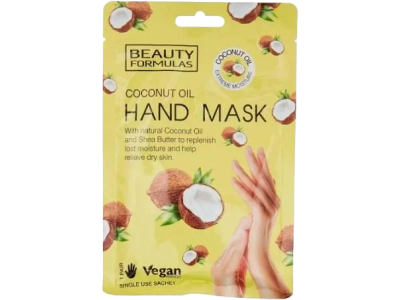 BEAUTY FORMULAS Maska na dłonie z olejem kokosowym, 1 szt.