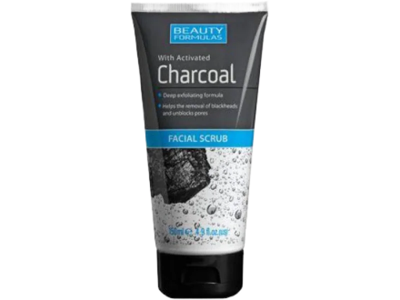 BEAUTY FORMULAS peeling do twarzy oczyszczający z aktywnym węglem, 150 ml