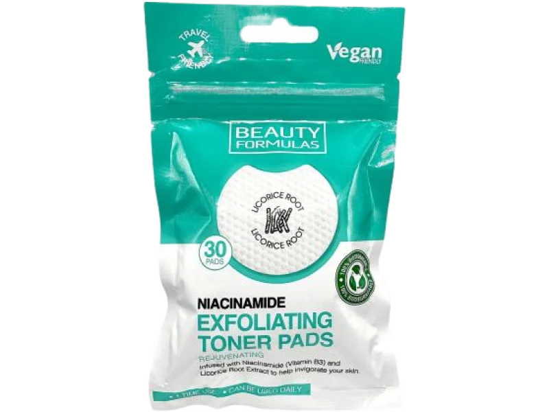 Beauty Formulas złuszczające nasączone płatki z niacynamidem, 30 szt.