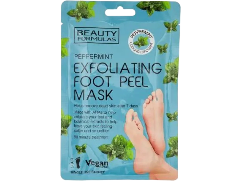 BEAUTY FORMULAS Złuszczająco-peelingująca maska do stóp, skarpetki złuszczające, 1 szt.