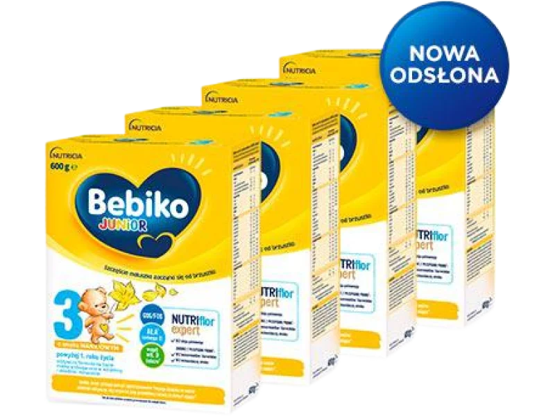 Bebiko Junior 3 NUTRIflor Expert Odżywcza formuła na bazie mleka dla dzieci powyżej 1. roku o smaku waniliowym, proszek, 600 g