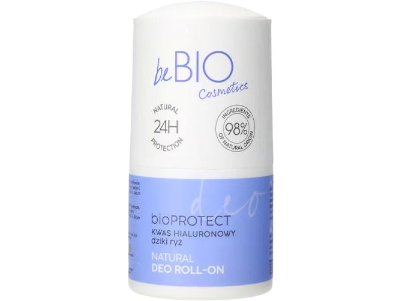 BeBio Hyaluro Bioprotect naturalny deo z kwasem hialuronowym i ekstraktem z dzikiego ryżu, roll-on, 50 ml