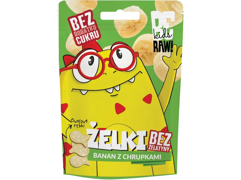 BeRAW Kids żelki banan z chrupkami, 35 g