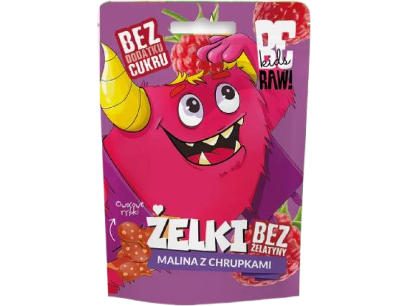 BeRAW Kids Żelki Malina z chrupkami, żelki, 35 g