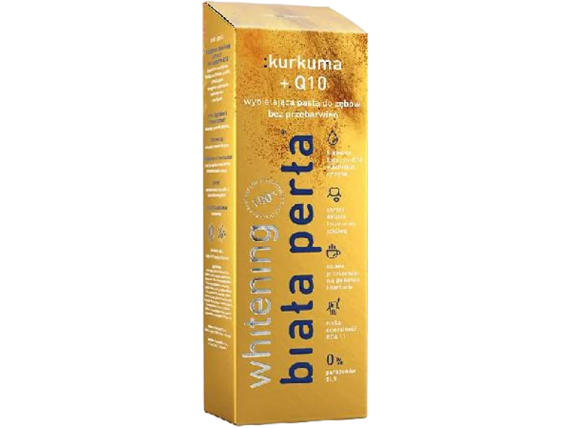 BIAŁA PERŁA WHITENING Kurkuma + Q10 Pasta do zębów bez przebarwień, 75 ml