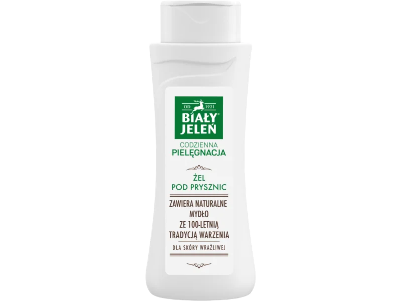 Biały Jeleń, żel pod prysznic z naturalnym mydłem, żel na skórę, 300 ml