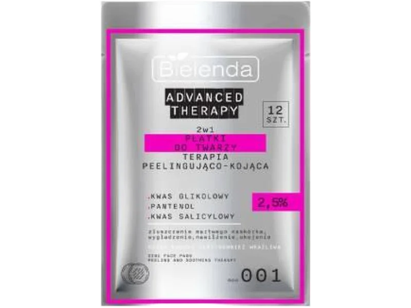 Bielenda Advanced Therapy 2w1, terapia peelingująco-kojąca, płatki, 12 szt.
