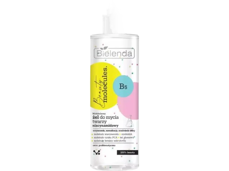 Bielenda Beauty Molecules molekularny żel do mycia twarzy niacynamidowy cera problematyczna, 195 g