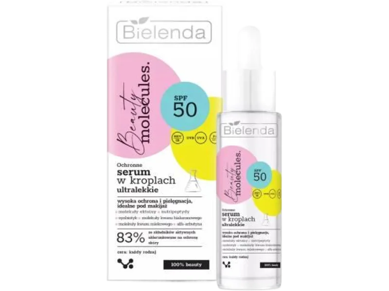 Bielenda Beauty Molecules, serum ochronne w kroplach ultralekkie SPF 50, 30 ml