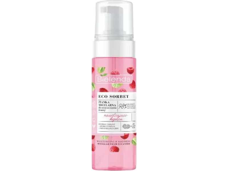 Bielenda Eco Sorbet malina micelarna do oczyszczania nawilżająco-kojąca, pianka, 150 ml